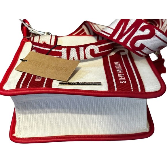 Steve Madden Tiktok Satchel Bwebber Creme Red Canvas Bag Tiktok Viral Purse NWT - Picture 16 of 16